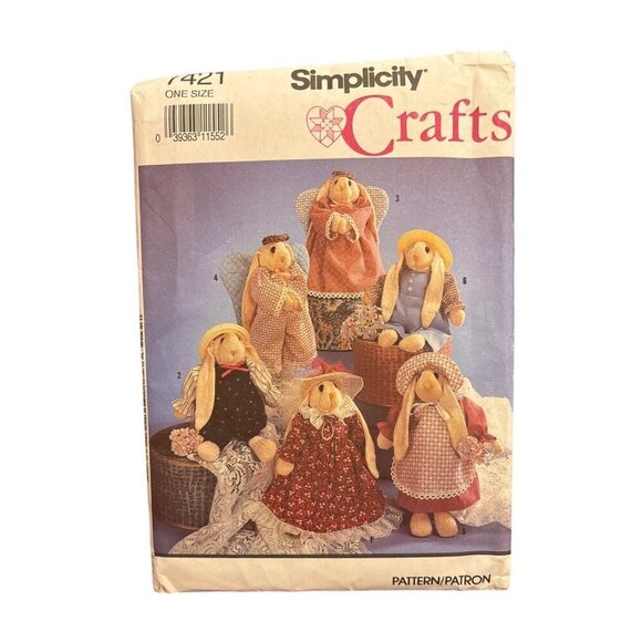 Simplicity Crafts 7421 Bunny Doll Sewing Pattern - Picture 1 of 2